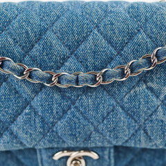 Chanel CC Quilted Denim Flap SHW Blue