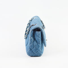 Chanel CC Quilted Denim Flap SHW Blue