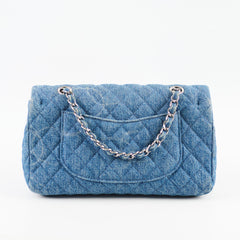 Chanel CC Quilted Denim Flap SHW Blue
