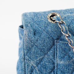 Chanel CC Quilted Denim Flap SHW Blue