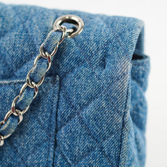 Chanel CC Quilted Denim Flap SHW Blue