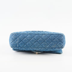 Chanel CC Quilted Denim Flap SHW Blue