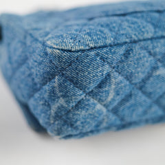 Chanel CC Quilted Denim Flap SHW Blue