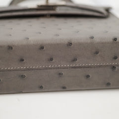 Hermes Mini Kelly Ostrich Gris Meyer B Stamp
