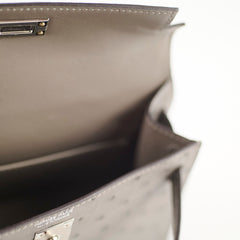 Hermes Mini Kelly Ostrich Gris Meyer B Stamp