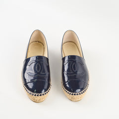 Chanel Espadrilles Patent Navy Size 35