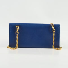 Prada Saffiano Wallet On Chain WOC Royal Blue