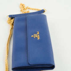 Prada Saffiano Wallet On Chain WOC Royal Blue