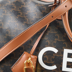 Celine Large Travel Bag Triomphe Canvas/Calfskin Leather Brown