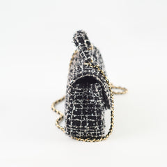 Chanel Mini Tweed Sequin Rectangular Top Handle Classic Flap Black