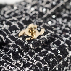 Chanel Mini Tweed Sequin Rectangular Top Handle Classic Flap Black