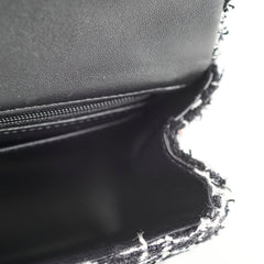 Chanel Mini Tweed Sequin Rectangular Top Handle Classic Flap Black