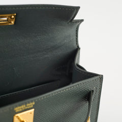 Hermes Mini Kelly Epsom Vert Mangrove K stamp Apr2025