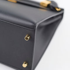 Hermes Kelly 32 Sellier Sombrero Box Leather GHW Matte Black