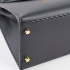 Hermes Kelly 32 Sellier Sombrero Box Leather GHW Matte Black