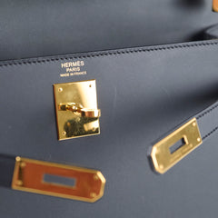 Hermes Kelly 32 Sellier Sombrero Box Leather GHW Matte Black