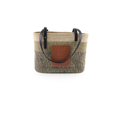 Loewe Square Basket Bag Mixed Media Woven Raffia