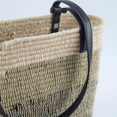 Loewe Square Basket Bag Mixed Media Woven Raffia