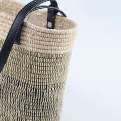 Loewe Square Basket Bag Mixed Media Woven Raffia