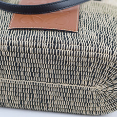 Loewe Square Basket Bag Mixed Media Woven Raffia