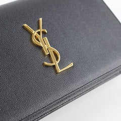 Saint Laurent Kate Clutch Grain de Poudre Black