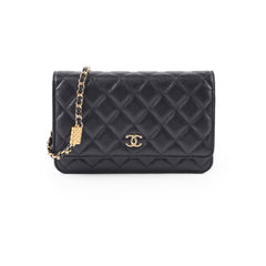 Chanel Caviar Charm Wallet on Chain WOC Black GHW Microchipped