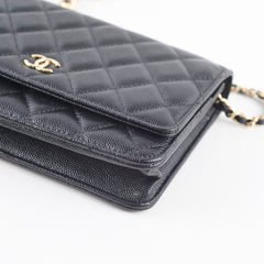 Chanel Caviar Charm Wallet on Chain WOC Black GHW Microchipped
