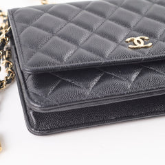 Chanel Caviar Charm Wallet on Chain WOC Black GHW Microchipped
