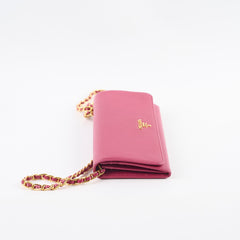 Prada Long Wallet on Chain WOC Dark Pink