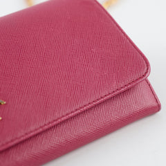 Prada Long Wallet on Chain WOC Dark Pink
