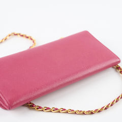 Prada Long Wallet on Chain WOC Dark Pink