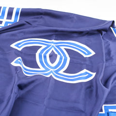 Chanel CC Scarf 90 Navy/Royal Blue/White