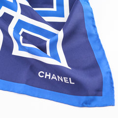 Chanel CC Scarf 90 Navy/Royal Blue/White