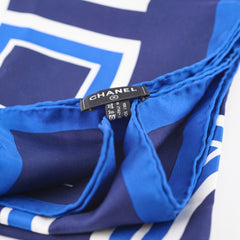 Chanel CC Scarf 90 Navy/Royal Blue/White