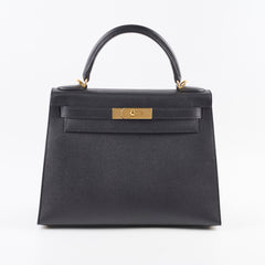 Hermes Kelly 28 Black GHW Espom D stamp