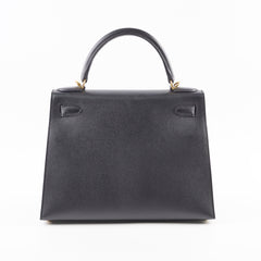 Hermes Kelly 28 Black GHW Espom D stamp