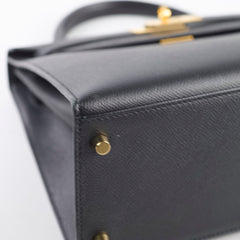 Hermes Kelly 28 Black GHW Espom D stamp