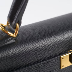 Hermes Kelly 28 Black GHW Espom D stamp