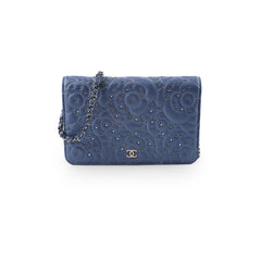 Chanel WOC Wallet On Chain Rhinestones Lambskin Sky Blue