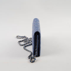 Chanel WOC Wallet On Chain Rhinestones Lambskin Sky Blue