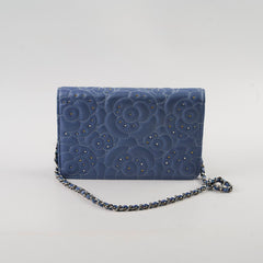 Chanel WOC Wallet On Chain Rhinestones Lambskin Sky Blue
