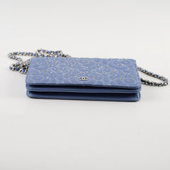 Chanel WOC Wallet On Chain Rhinestones Lambskin Sky Blue