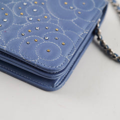 Chanel WOC Wallet On Chain Rhinestones Lambskin Sky Blue