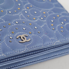 Chanel WOC Wallet On Chain Rhinestones Lambskin Sky Blue