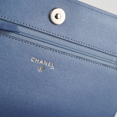 Chanel WOC Wallet On Chain Rhinestones Lambskin Sky Blue