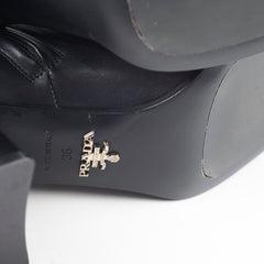 Prada Vitello Ankle Boots Black - Size 36