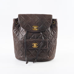 Chanel 24K Vintage Duma Backpack Lambskin Dark Brown