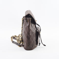 Chanel 24K Vintage Duma Backpack Lambskin Dark Brown
