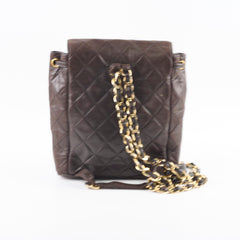 Chanel 24K Vintage Duma Backpack Lambskin Dark Brown