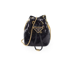 Prada Micro Bucket Bag Sequins Black
